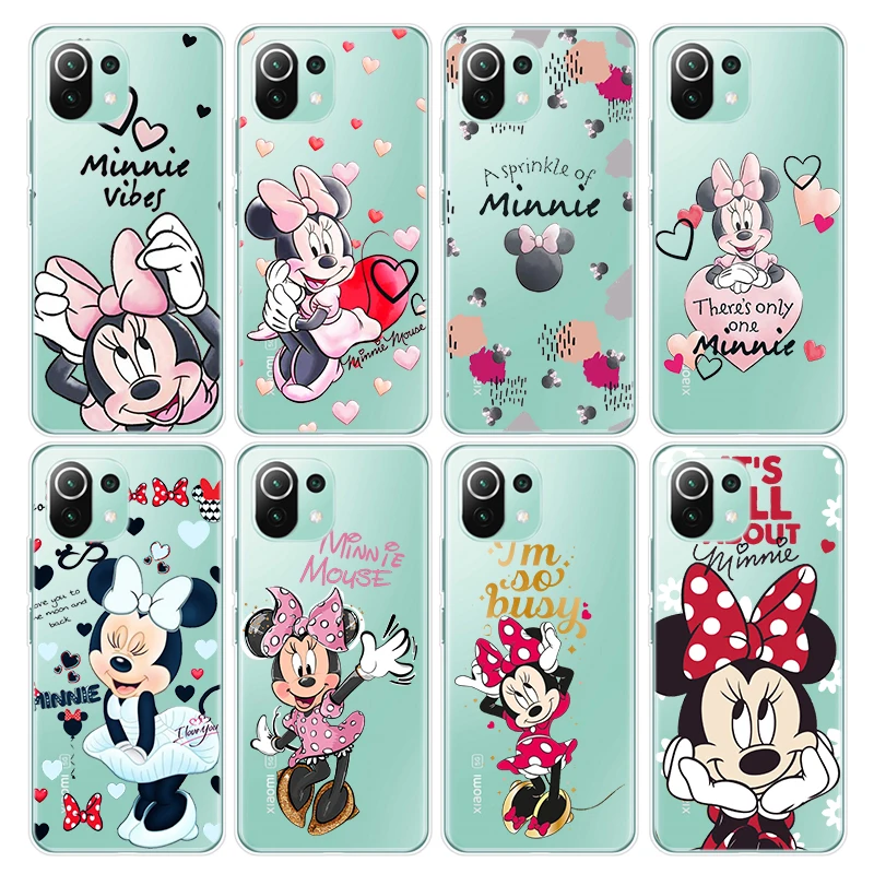 

Pink Disney Minnie Mouse Phone Case For Xiaomi Mi 12 12X 12S 11 11T 11X 10 10T 9 Pro Lite 4G 5G Soft Transparent Shell Cover