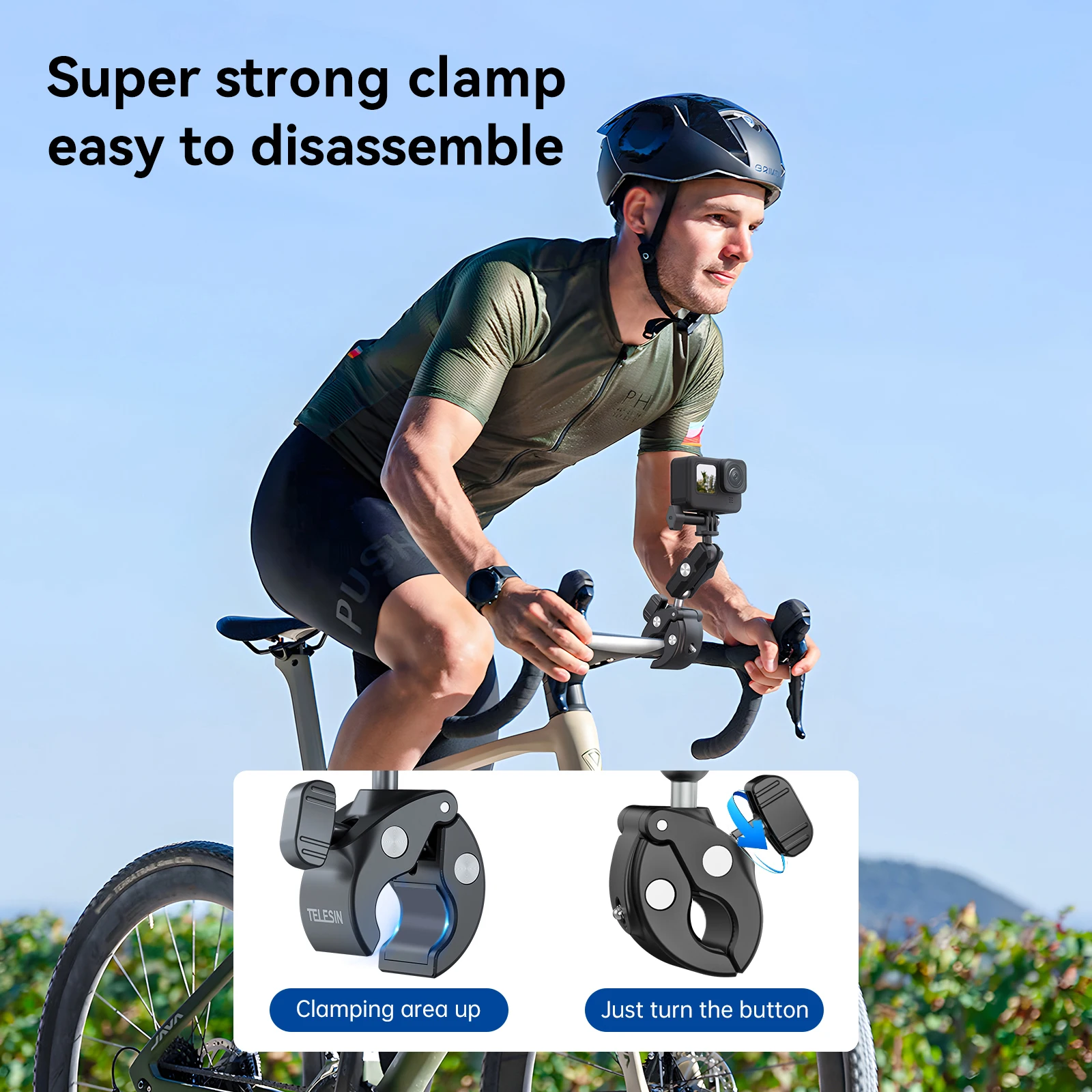 Support Guidon Action Caméra Alliage 360° pour GoPro Insta360 DJI