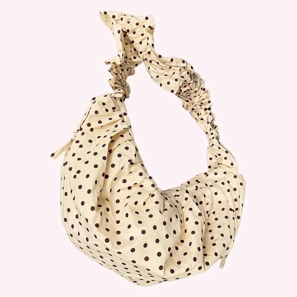 Women Fashion Shoulder Bag Large Capacity Polka Dot Chic Underarm Bag All Matched Vintage Small Tote Bag for Party Vacation