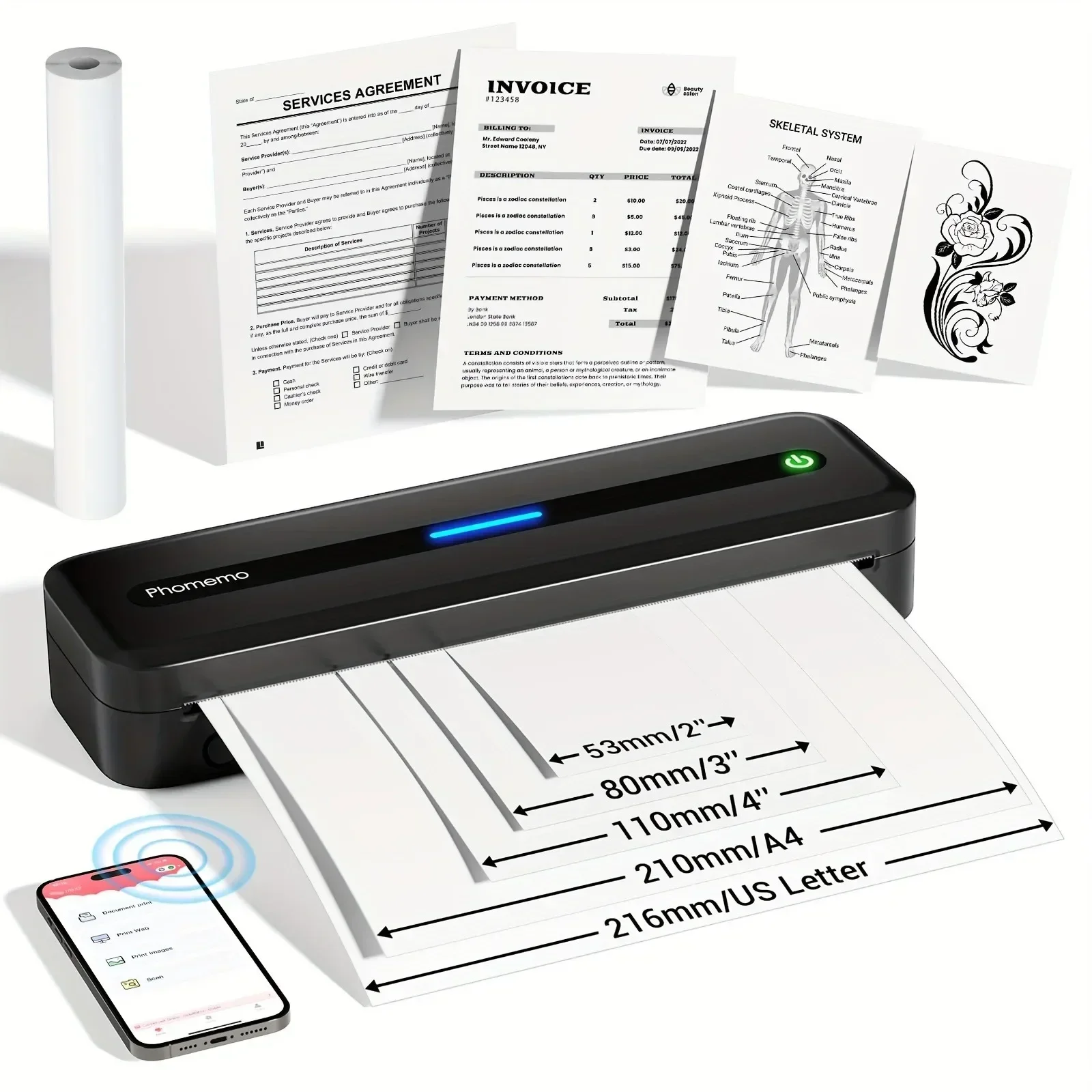 Folded Printing A4 Thermal Printer Paper Roll Printer for A40 Quick Dry Thermal Paper for Photo Picture PDF Print Transfer
