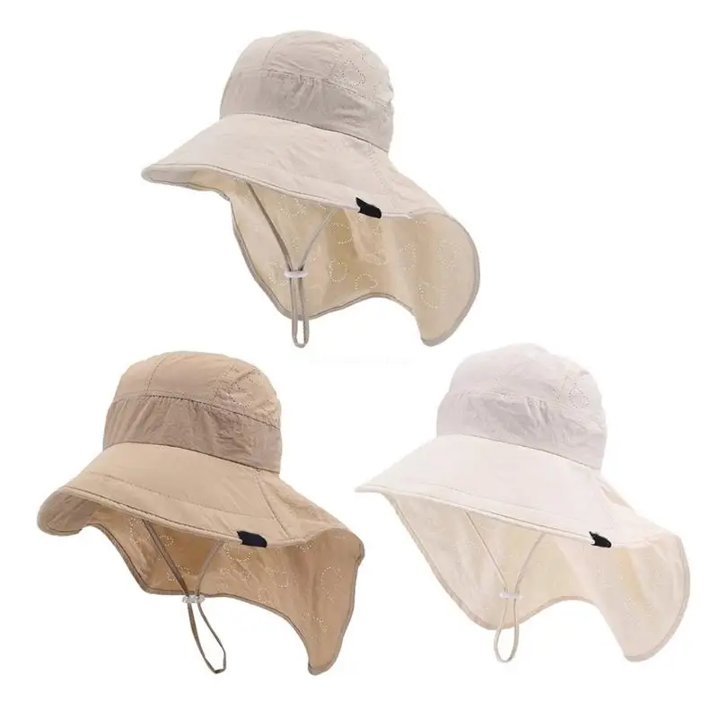 Fast Drying Hat Wide Brims Hat with Neck Coverage Breathable Hat for Boy & Girls Dropship