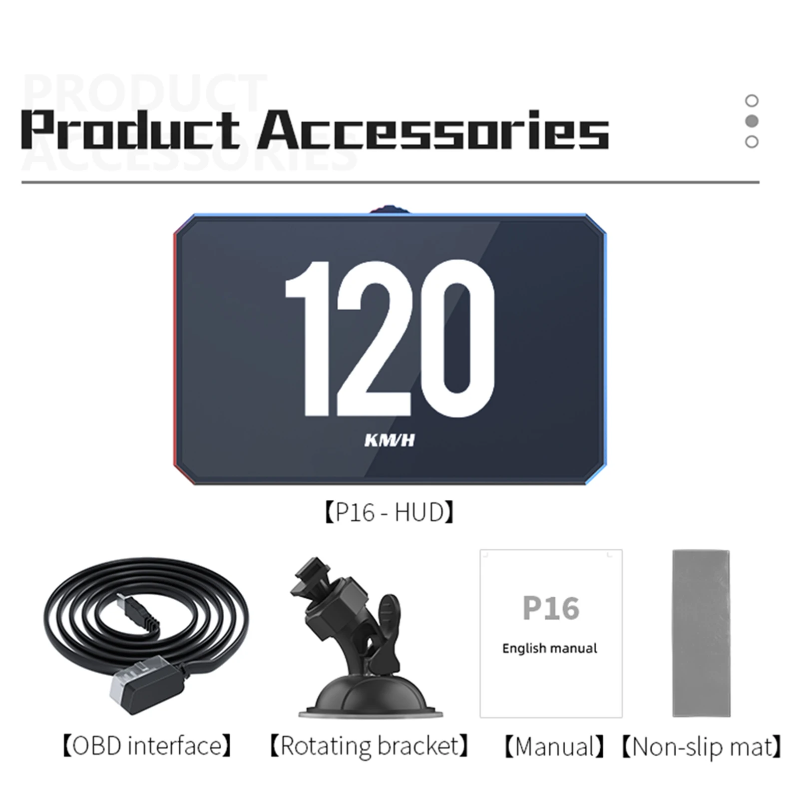 OBDII HUD P16 스마트 디지털 미터 헤드업 대시보드 총 주행거리 속도계 전압 수온계 전압 ECT