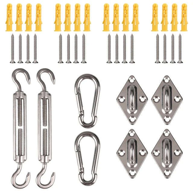 Sun Shade Sail Hardware Kit 24Db/Szett 304 Rozsdamentes Acél Napsüteményes Lombkorona Telepítő Készlet A Napellenző Kiegészítő Telepítéséhez