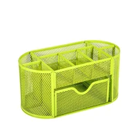 Sharkbang Large Capacity 9 Cell Metal Desk Organizer Mesh Desktop Pencil Pen Sundries Badge Holder Storage Box Stationery 6