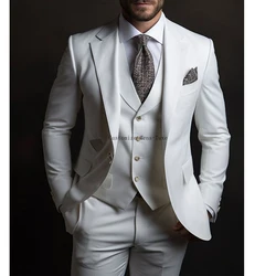 High Quality Men's Suits 3 Piece Jacket Pants Vest Slim Fit Prom Party  Outfits Custom Made 2024 Luxury Blazer Terno Set