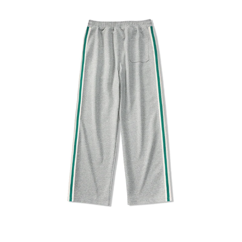Men's Spring Autumn Wide Leg Drawstring Elastic High Waisted Casual Pockets Loose Striped Trousers Fashion Office Lady Pants