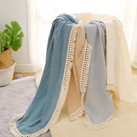 Baby Blankets Soft Gauze Comfortable Swaddling Newborn Infant Fashion Fringed Blanket Maternity Breastfeeding Cover Baby Bedding 2