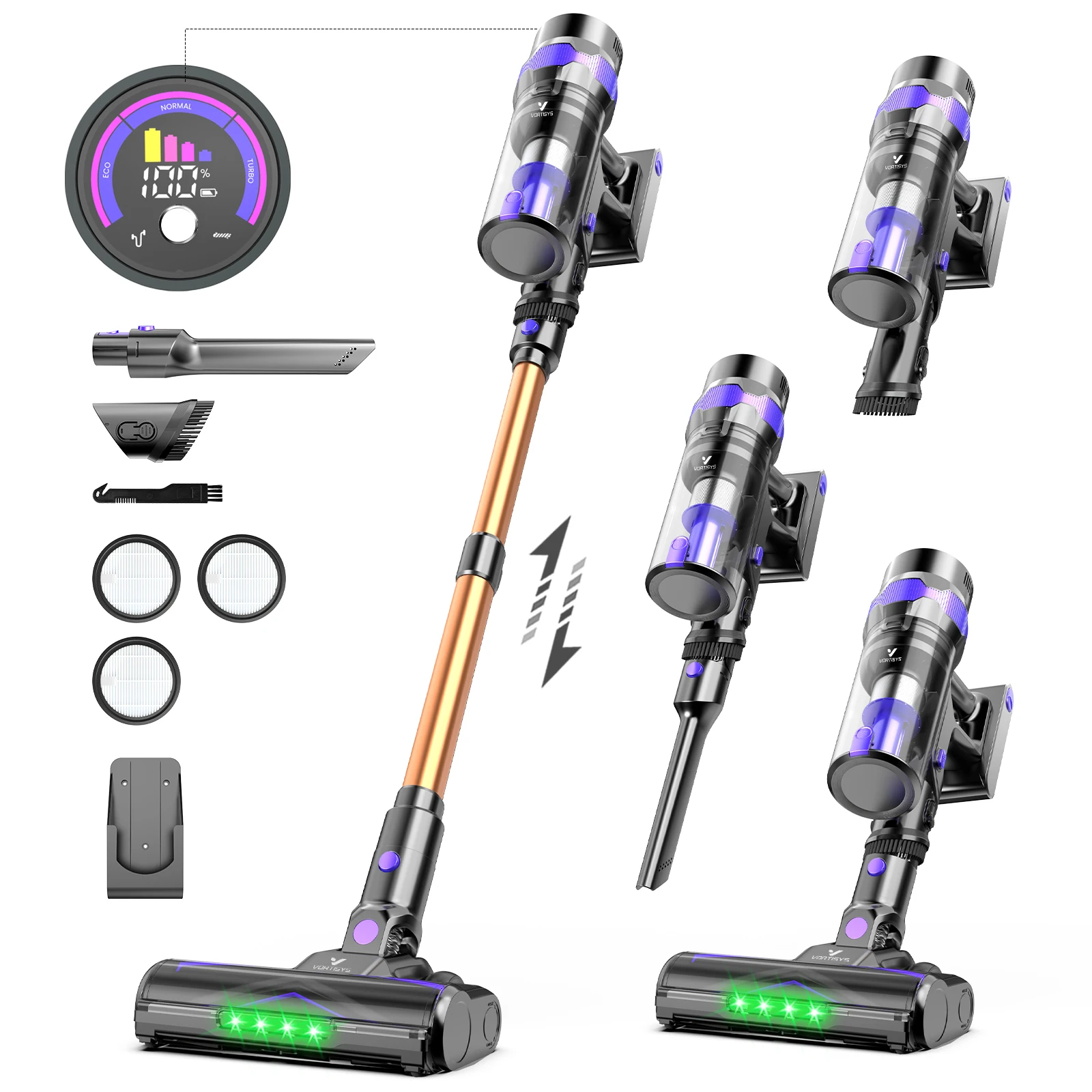 Aspirateur Balai sans Fil 40KPa, Aspirateur sans Fil Autoportant, Aspirateurs 55min d'autonomie