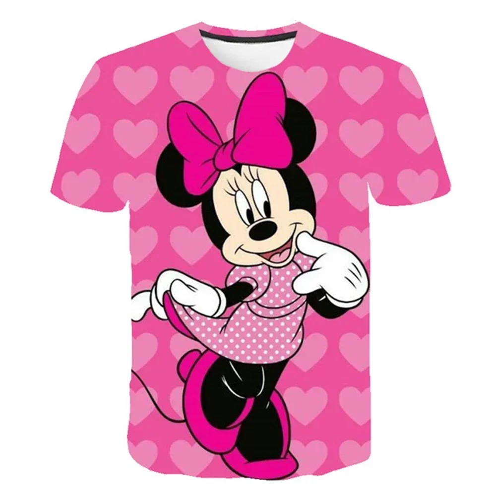 Boys Girls Minnie Mickey Mouse T Shirt Kids Streetwear Short Sleeve Children's Tshirts Boys Girls Clothing T-shirt Tops 4