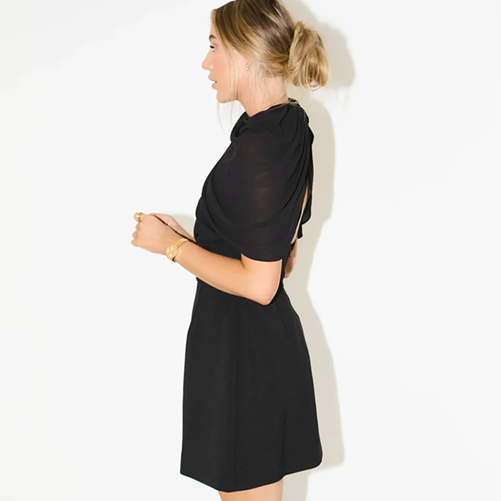 Fashion Autumn/Winter Half Sleeve Bodycon Women Dress Sexy Shawl Splicing Backless Dress Elegant Dance Party Vestido2025