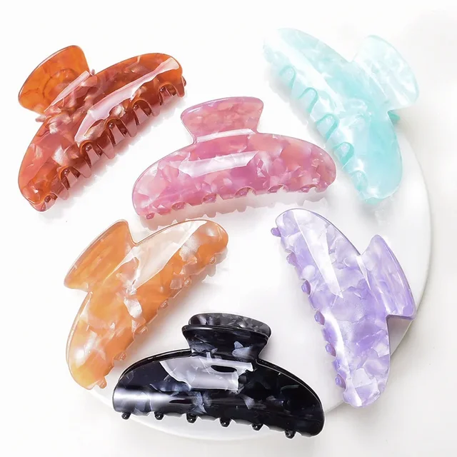 High Quality Acetate Hair Clips for Women Solid Color Striped Crab Claw Korean Girl Hairpin Barrette Hair Accessories Gift