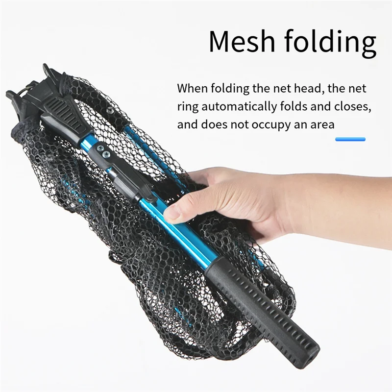 75-90Cm Folding Fishing Brail Net Telescopic Fishing Landing Net Scoop Net Easy Install Blueabht