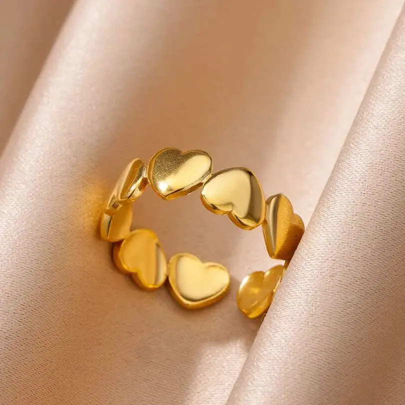 Heart Rings For Women Gold Stainless Steel