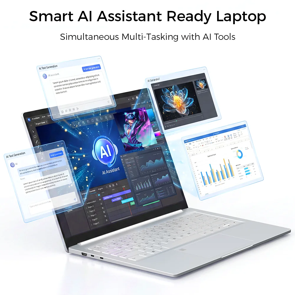 Ninkear S14 Laptop 14 Inch 2.2K AMD Ryzen 5 6600H 6-Core, 16GB DDR5 RAM, 1TB SSD, WiFi 6, Bluetooth 5.3, 60Wh Battery, 65W Type-C Charging, Backlit Keyboard