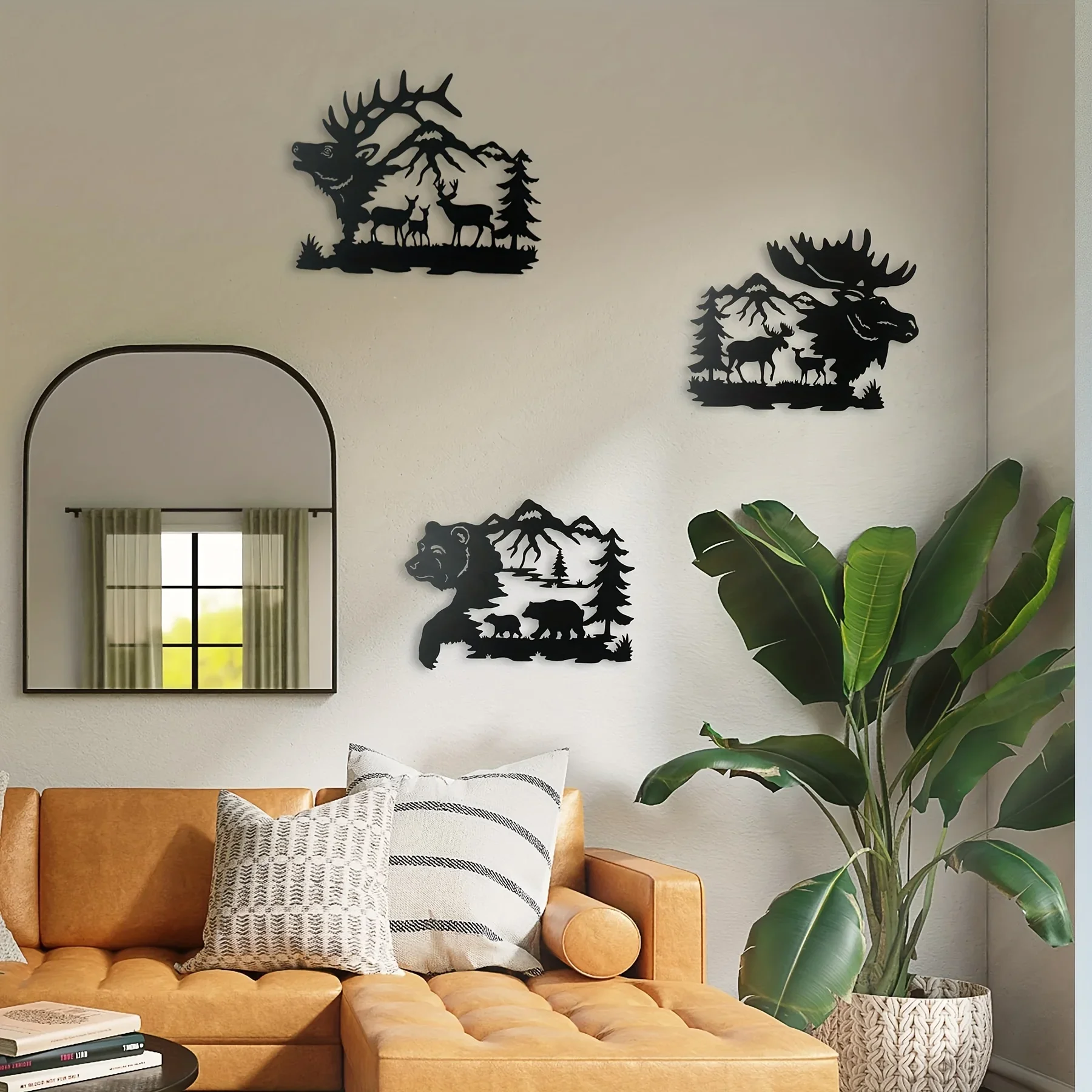 

Set of 3, Large 14 Inch Black Deer Bear Moose Rustic Cabin Wall Hanging Art Decor, Hunting Decor, Deer Bear Moose Decorations