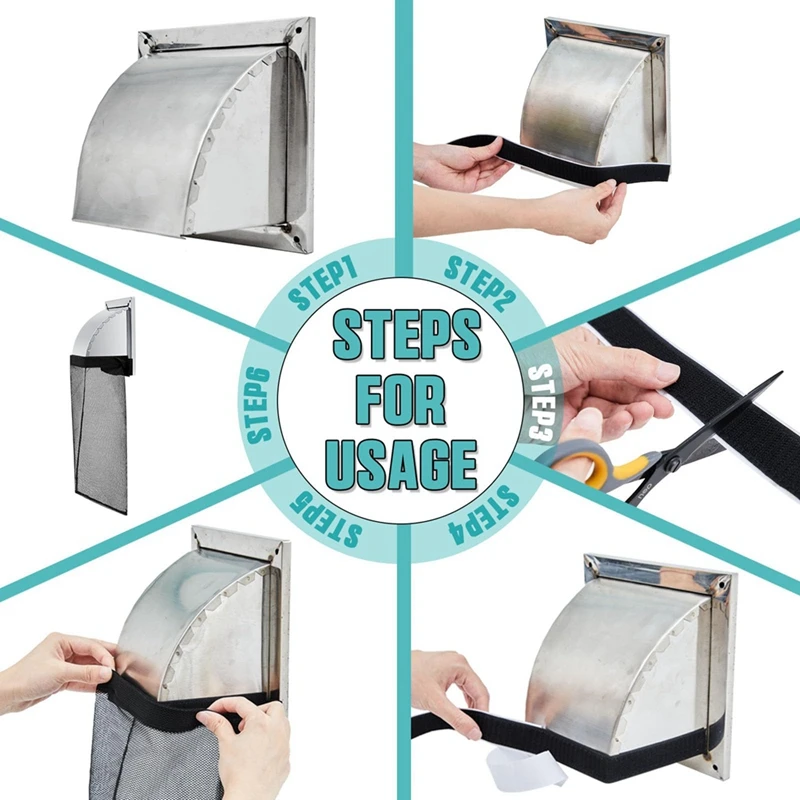 6 Pcs Black Dust Lint Bag For Vent Exterior Dryer Lint Trap Dryer Cover For Outdoor Outside Capturing House Vent Black