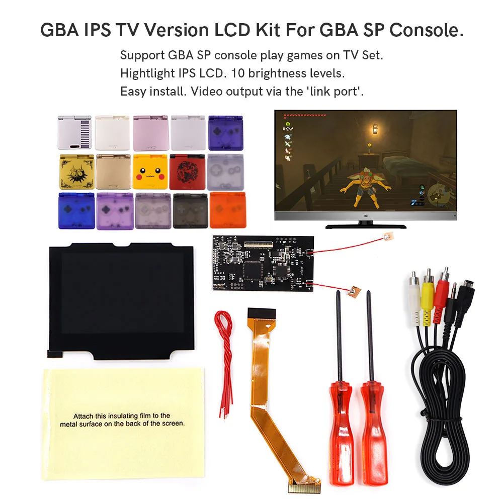 Versão tv Faça Você Mesmo 3.19 Polegada Gba sp Ips Backlight Lcd tv Função com Composto de Vídeo Cabo av para o Jogo Menino Advance sp Console v3 - Image 6