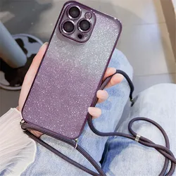 Gradient Glitter Lanyard Phone Case - Soft Silicone Back Cover for Honor X8A 2023 (4)