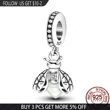 Breloque lucioles Vintage en Zircon blanc, perles en argent Sterling 925 adaptées au Bracelet Pandora, fabrication de bijoux pour femmes, cadeau à la mode 