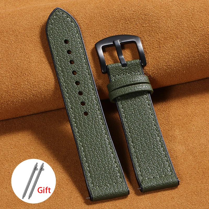 Premium Leather Silicone Hybrid Watch Band - Soft, Waterproof, Quick Release Strap