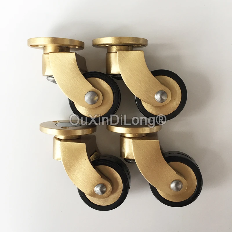 4PCS European Style 1Inch Rubber+Brass Castors Plate Roller Furniture Casters Legs Wheels Sofa Table Chair Casters CL207