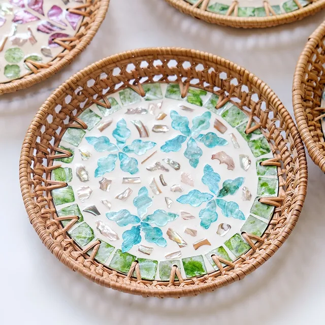 Handwoven Rattan Snack Tray 5