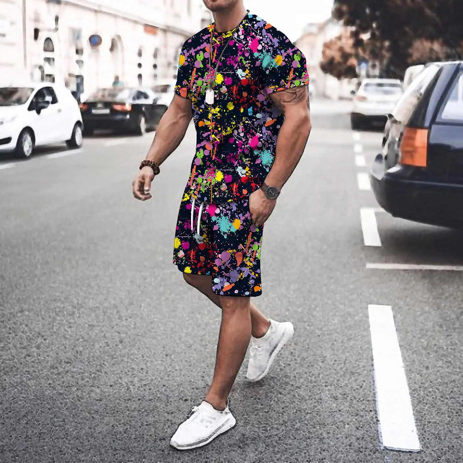 Men Tracksuits Set Hawaii Short Sleeve T Shirt Shorts 2 Piece Sports Suit Summer Casual Man Clothing Fashion Outfits Streetwear