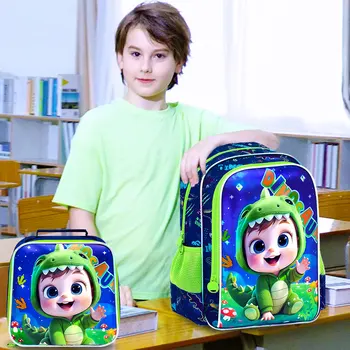 16" Dinosaur Backpack for Boys, 3Pcs Dino Kids Water Resistant Preschool Bookbags,Cool Kindergarten School Backpacks with Lunch 1