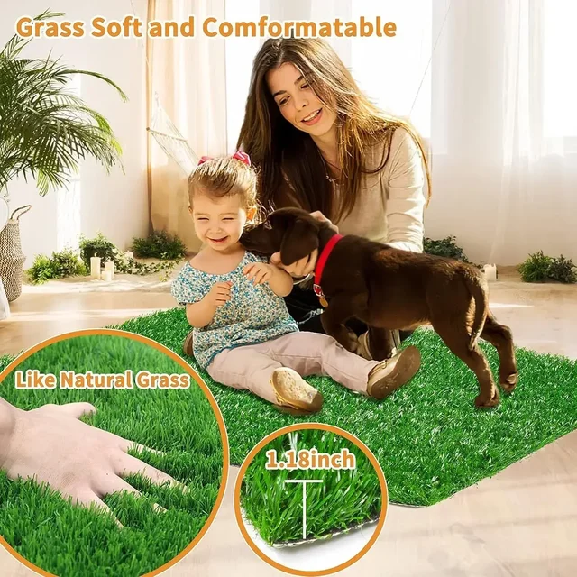 Artificial Turf Dog Potty Training Mat Reusable Grass Rug Replacement Turf Outdoor Lawn Mat Easy To Clean for Balcony Garden 2