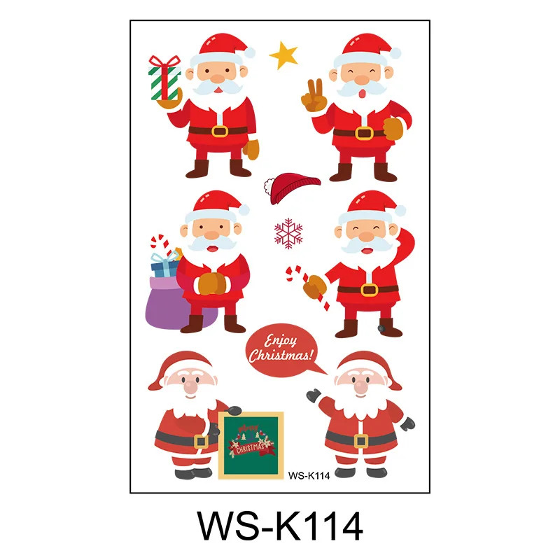 thumbnail image 1 of Tatuaje temporal de Navidad, Papá Noel, pegatinas para tatuajes infantiles, medias, árbol de Navidad, muñecos de nieve, rellenos de medias y regalos, 1 of 5