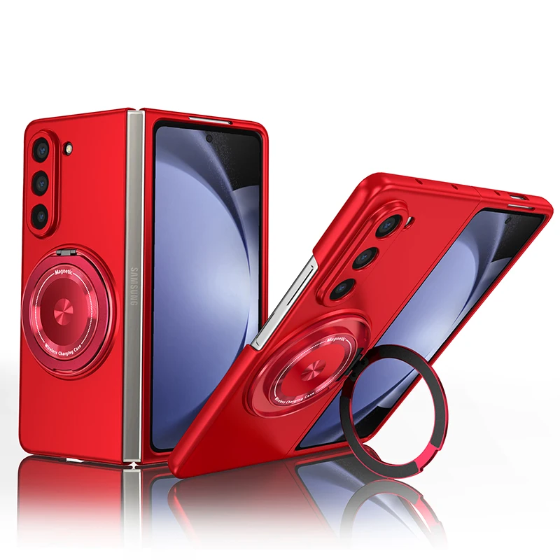 Magnetic Wireless Charging Case with 360° Rotating Stand Holder and O-Ring Grip