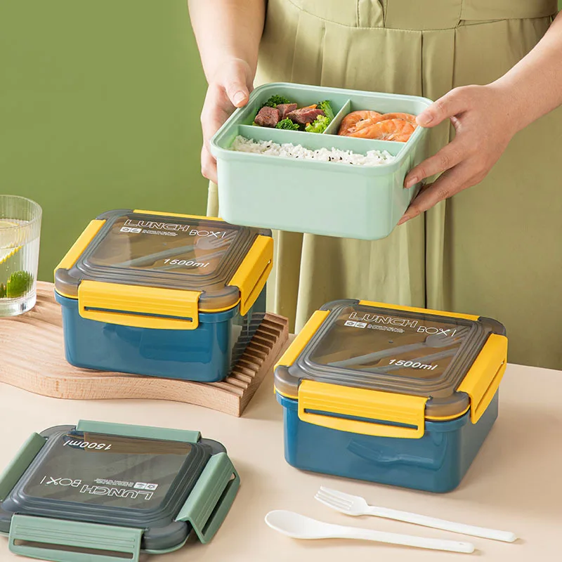 Fat-reduced Lunch Box Kids Food Is Divided Into Cells Microwaveable  Loncheras Térmicas Para Alimentos Container Lid Bento Kid's