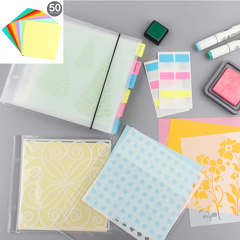 

50pcs/bag 14.9*14.9cm Backing Cards Plain Color Background Paper Cardstock for DIY Scrapbooking Making Stencil Design Clear