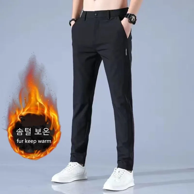 High Quality Men's Golf Pants Winter Thicken Fur Keep Warm Elasticity Men Golf Trousers Sweatpants Wear Men Work Pants 골프웨어
