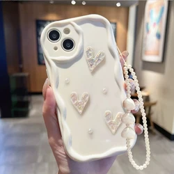 3D Sweet Heart Wave Phone Case with Chain - Redmi 14C 4G (1)