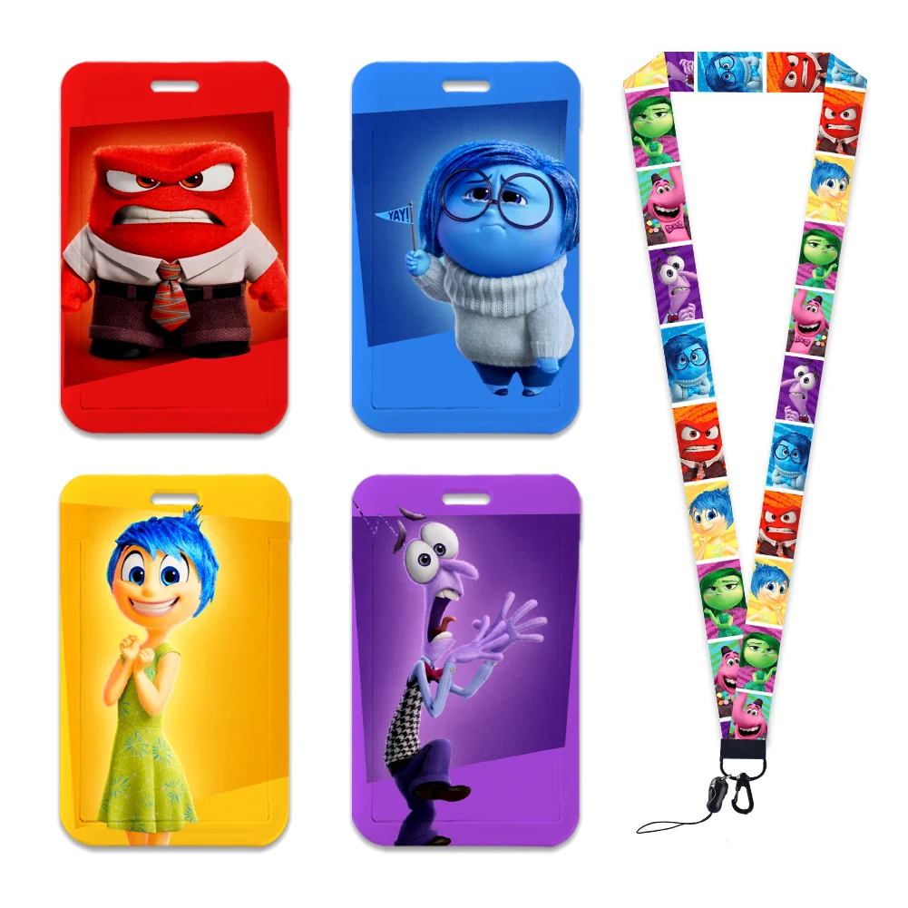 Card Case Holder Disney Inside Out 2 Lanyard ID Badge Holder Bus University Pass Case Cover Slip Bank Credit Card Holder Strap Gifts