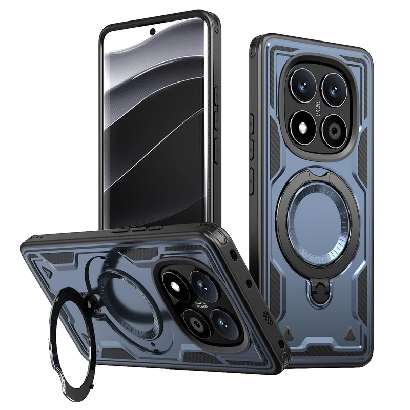 Military Drop-Proof Hard Case with 360° Adjustable Ring Stand
