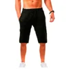 New Men's Cotton Linen Shorts Pants Male Summer Breathable Solid Color Linen Trousers Fitness Streetwear Lace up Bottoms 3