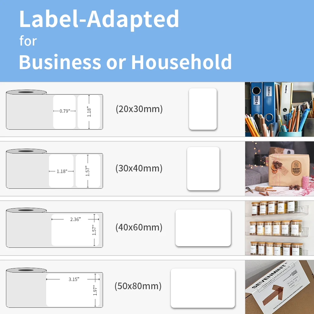 2-inch Portable Thermal Label Printer Bluetooth Barcode Sticker Printer Adhesive Label Maker or Color Cable Transparent Paper