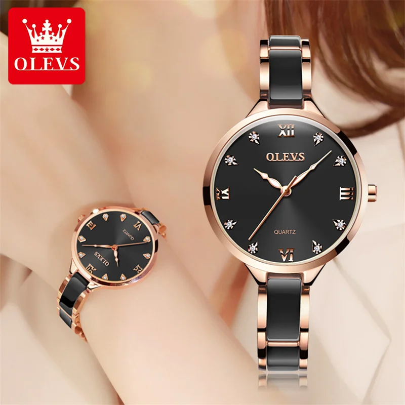 

OLEVS New Fashion Quartz Watch for Women Luxury Ceramic Strap Waterproof Luminous Hands Women Dress Watches Relogio Feminino