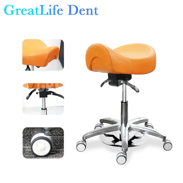 GreatLife Dent Doctors Chair High Quality PU Leather Height Adjustable Dentist Opertional Dentist Seat Mobile Office Chair
