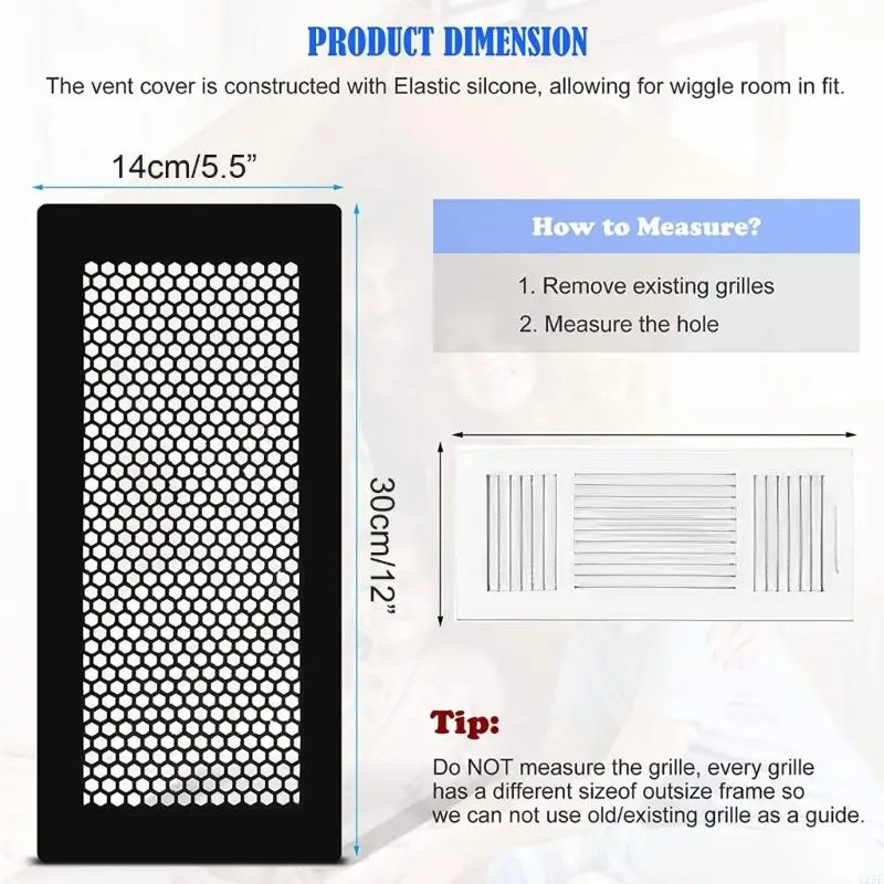 Baby Proofing Vent Covers for Wall Floor Child Proof Silicone Floor Air Vent Cover Security Screen Trap for Ceiling 425F