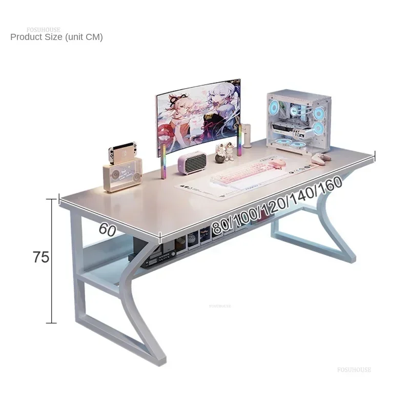 Simple White Computer Desks Desktop Home Office Desk and Chair Set Simple Bedroom Study Desks Modern E-sports Gaming Table M