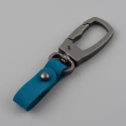 Stylish Handcrafted Genuine Leather Keyring - Elegant Key Organizer and Decorative Accessory (Blue)