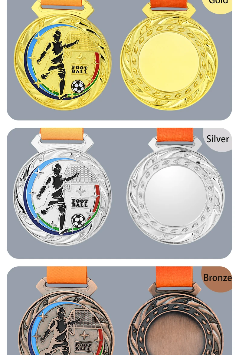 Description Picture 4 of itemSchool Sports Football Competition Medal Games Prizes Gold Silver Bronze Medals Trophy Commemorative Medal for Souvenir Gift