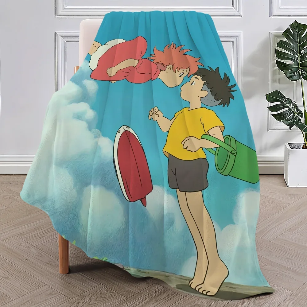 Blanket Plush Nap P-Ponyo Sofa Anime rug for Living Room Warm Cute Office Bedroom Film kawaii Birthday Home Travel Kid Gifts 2