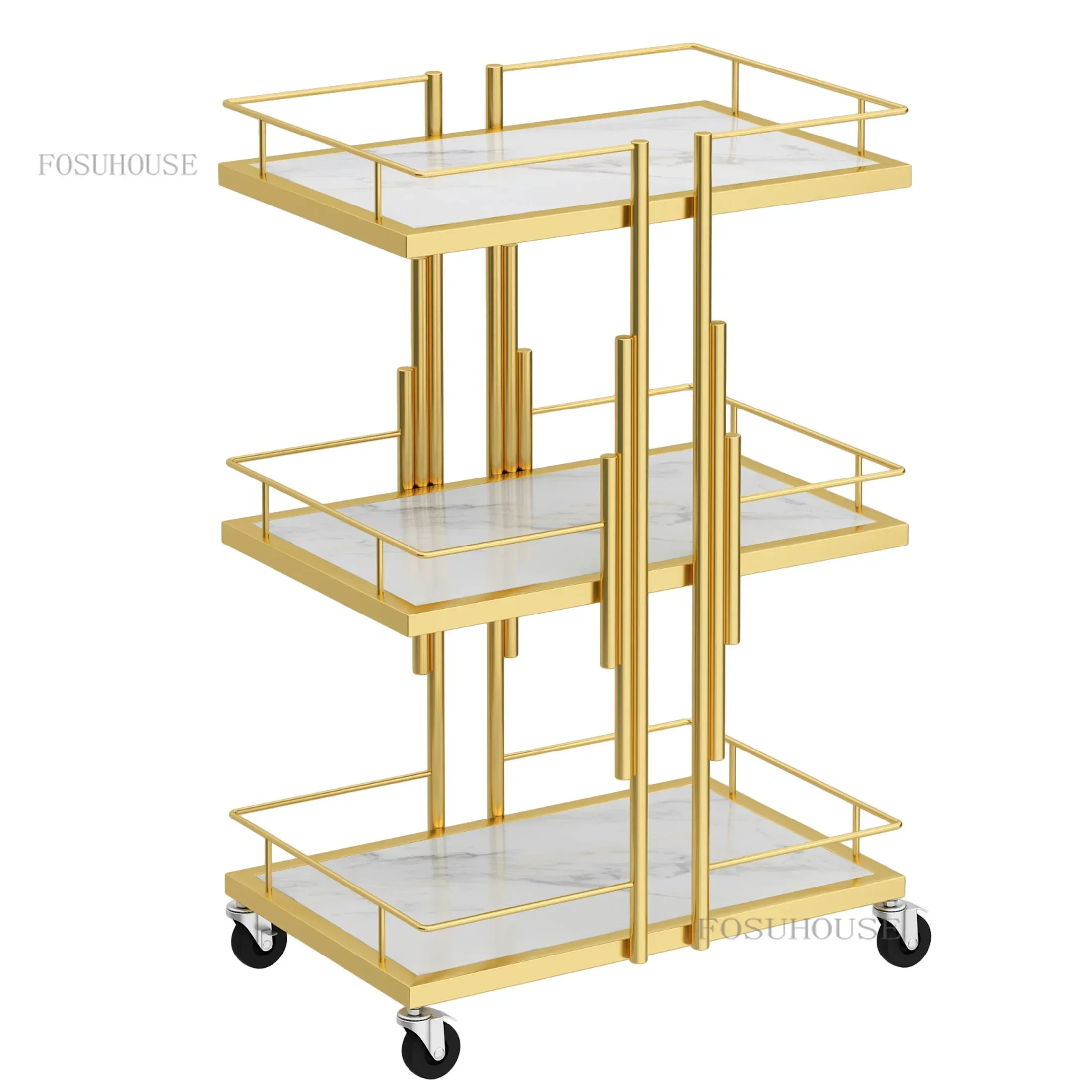 Luxury Iron Salon Trolleys Salon Furniture Manicure Mobile Tools Trolley Modern Commercial Multi-layer Storage Beauty Cart
