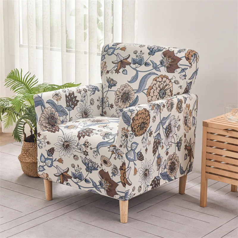 Tub Chair Cover Soft Spandex Printed Club Armchair Slipcovers for Living Room Elastic Single Sofa Covers Home Bar Counter Hotel 6