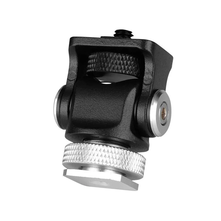 Hot Shoe Adjustable Monitor Holder Mount Camera Pan 360 Degree Tilt 180 Degree with Cold Shoe Mount and 1/4'' Tripod Head