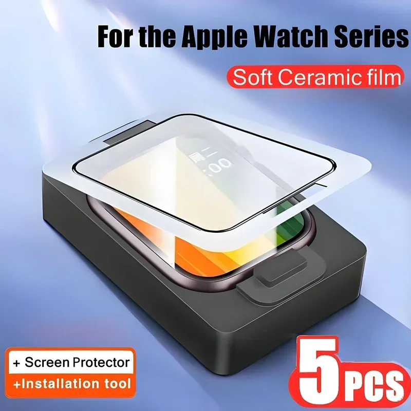 Screen Protector 5PCS Ceramic film Install tool For Apple watch Ultra 9 8 11 49mm 45mm 42m For iwatch 10 6 5 46mm 44mm 40mm 42mm